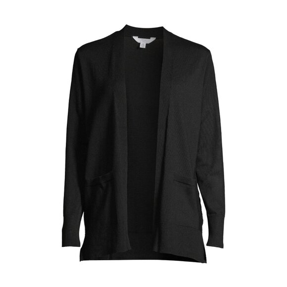 Time and Tru Women's Open Front Layering Black Cardigan Sweater Size Small - Picture 5 of 5